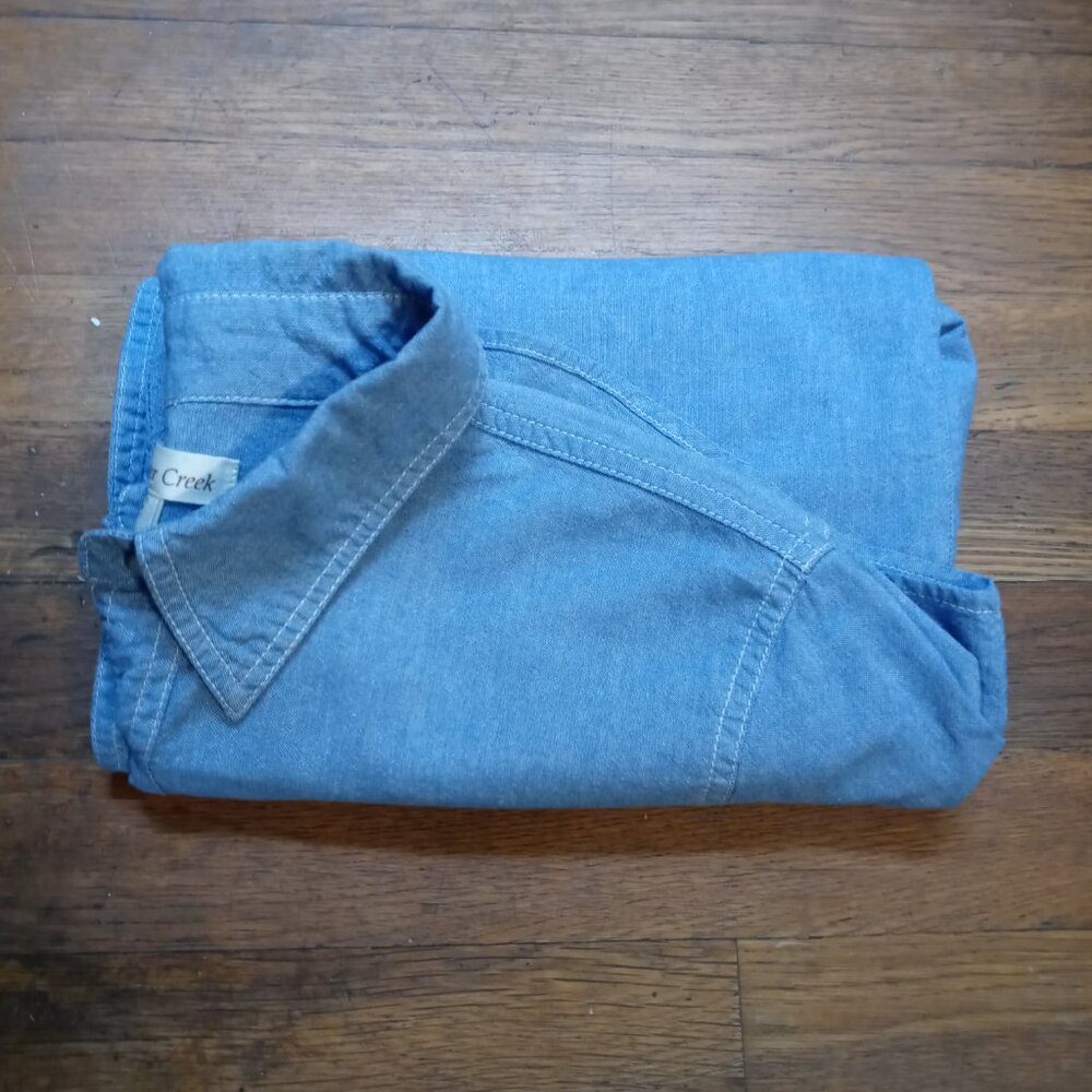 COLDWATER CREEK 3/4 sleeve chambray cotton shirt (LP) - Picture 11 of 12